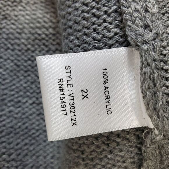 Vine & love gray crewneck sweater fringe detail - Picture 5 of 7